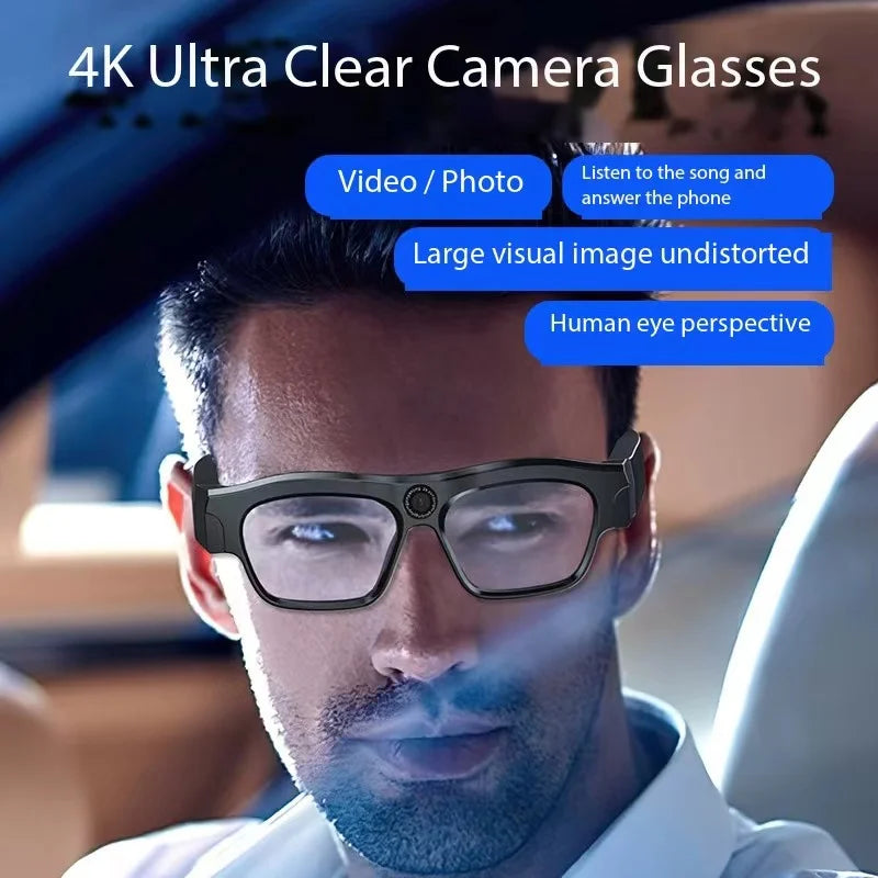 Wearable Fashionable Smart Bluetooth Glasses With 256g Replaceable Myopia Lenses, 4K ultra clear Camera Headphones, Glasses