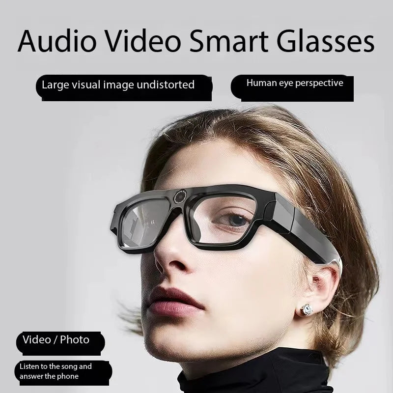 Wearable Fashionable Smart Bluetooth Glasses With 256g Replaceable Myopia Lenses, 4K ultra clear Camera Headphones, Glasses